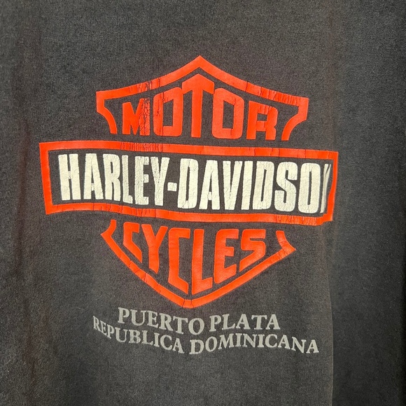 Harley Davidson Motorcycles Puerto Plata Republica Dominicana Logo Faded T Shirt - Picture 3 of 6